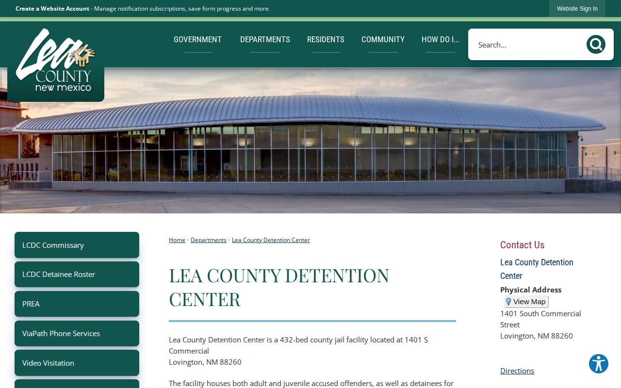 Lea County Detention Center release records and facility contact page