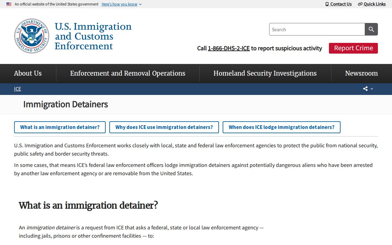 LCDC federal detainee ICE detainer release transfer explanation