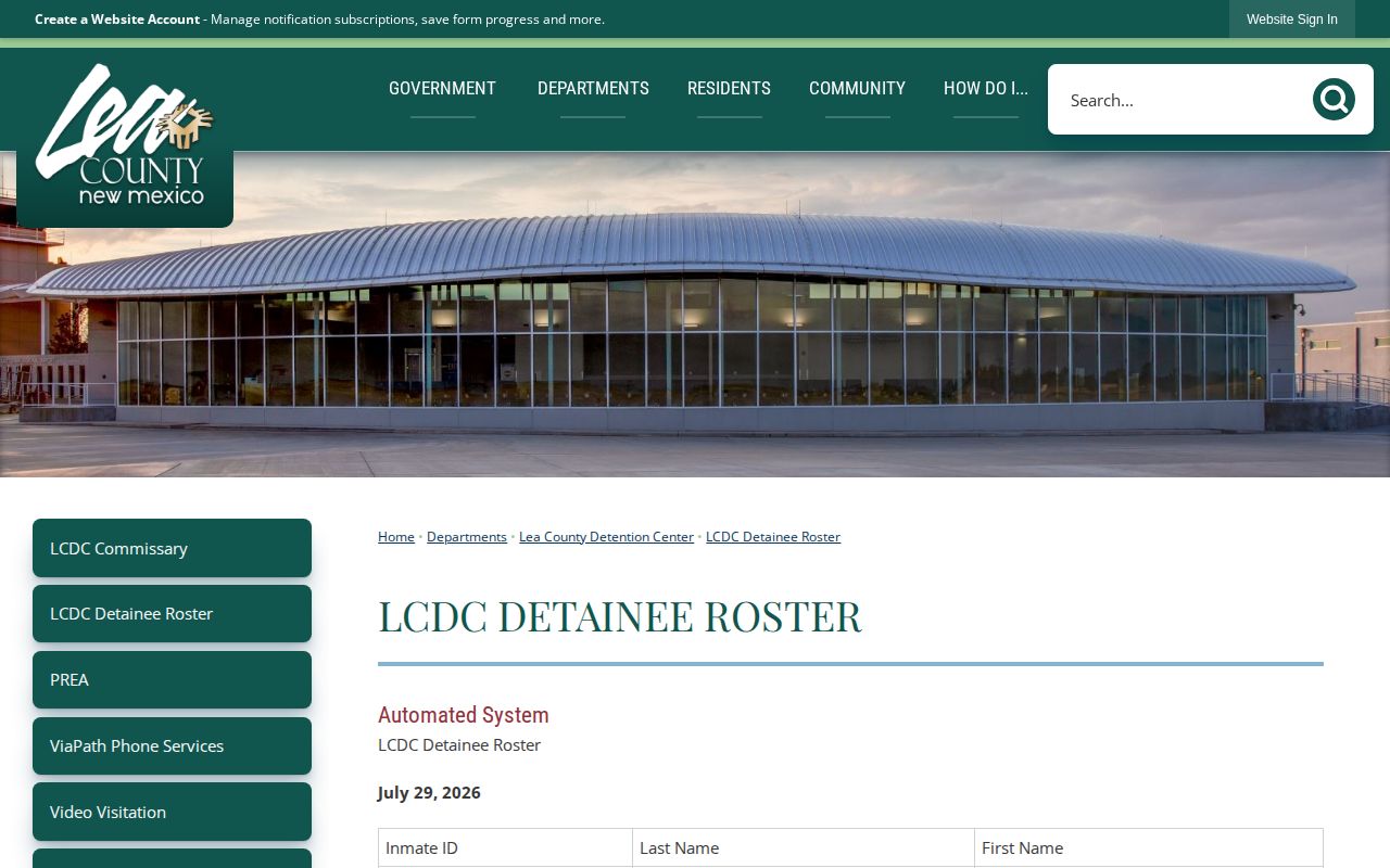 Lea County released inmate search using the current LCDC roster