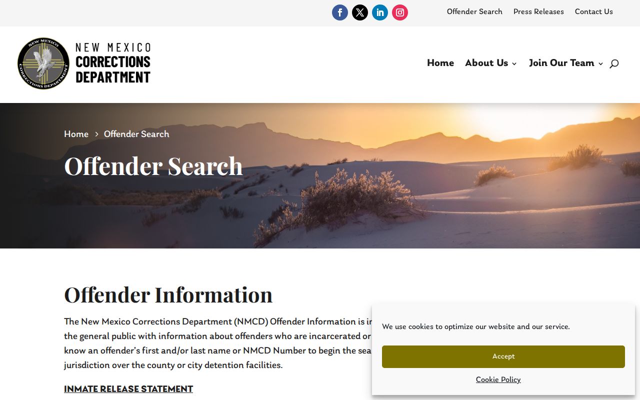 NMCD offender search instructions for Lea County released inmates